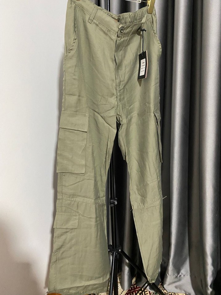 Erkek Haki Kamuflaj Bol Kesim Kargo Pantolon - Görsel 2