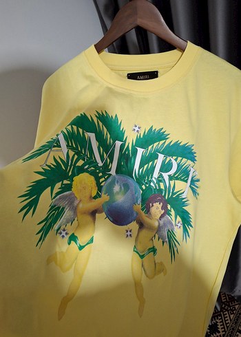 Sarı Baskılı Pamuklu Oversize Tişört - Görsel 3