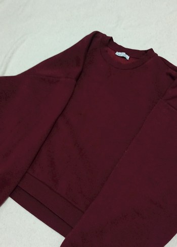 Defacto Bordo Kadın Sweatshirt, Yuvarlak Yaka, Rahat Kesim