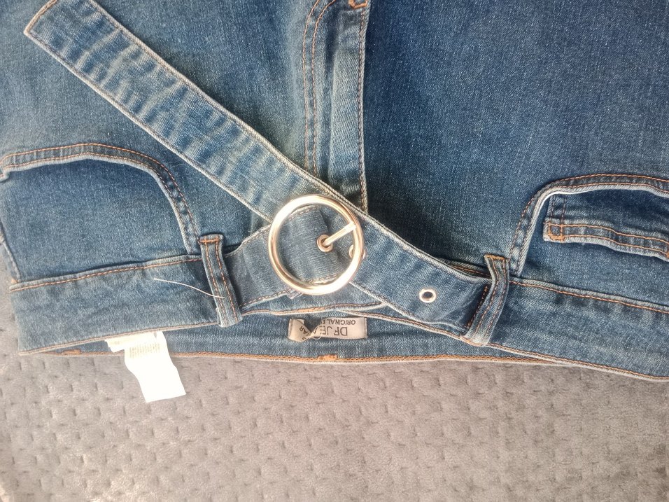 Kadın Mavi Kemerli Kısa Kot Şort - Görsel 2