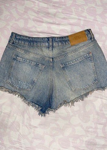 Diğer Kadın Mavi Yırtık Denim Mini Şort