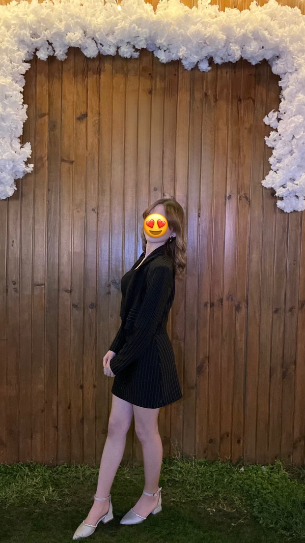 Siyah Deri Çizgili Midi Kadın Takım - Görsel 2