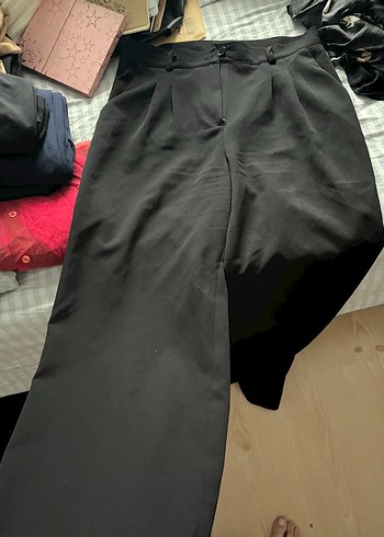 xl Beden siyah Renk Kumaş Siyah Düğmeli Kadın Pantolon