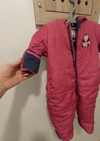 Bordo Nakışlı Fermuarlı Bebek Kız Tulumu - Görsel 2