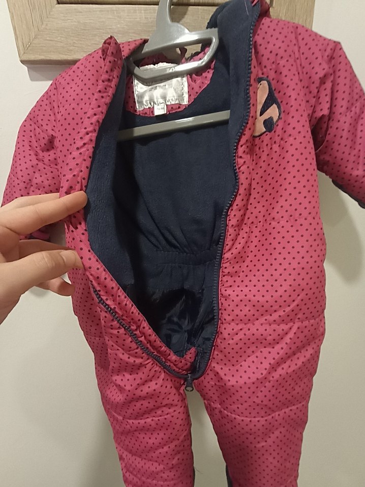 Bordo Nakışlı Fermuarlı Bebek Kız Tulumu - Görsel 3