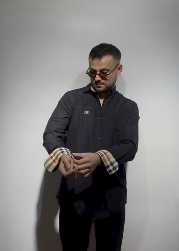 Siyah Erkek Denim Gömlek - Görsel 2