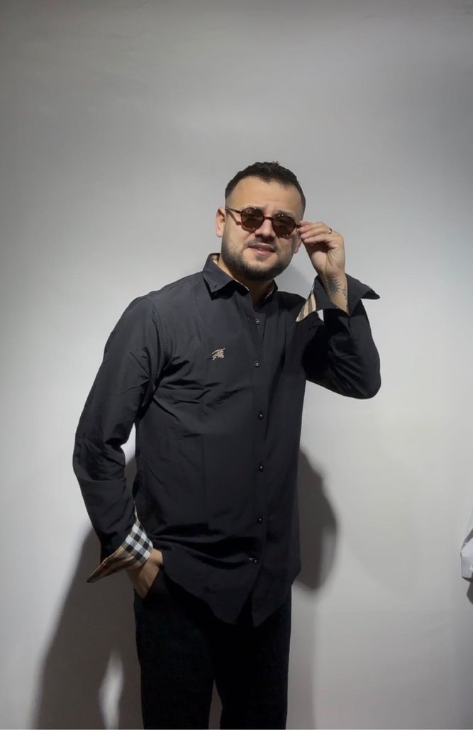 Siyah Erkek Denim Gömlek - Görsel 3