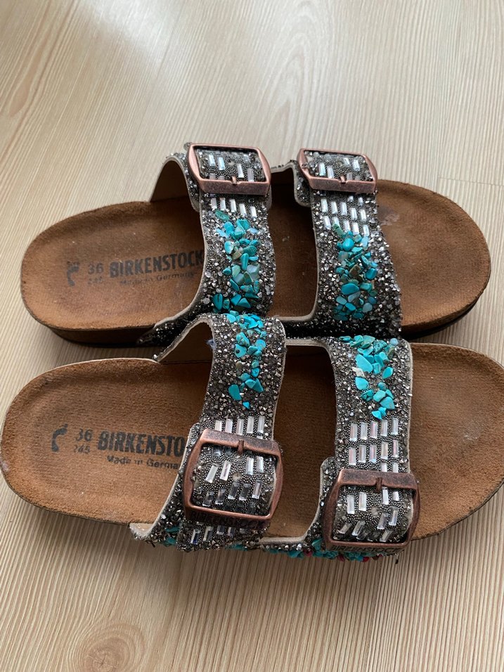 Nakışlı Turkuaz Tokalı Kadın Terlik - Görsel 2