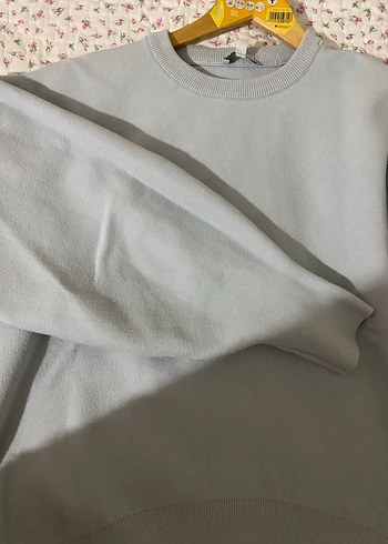 Kadın mavi Oversize Sweatshirt - Görsel 3