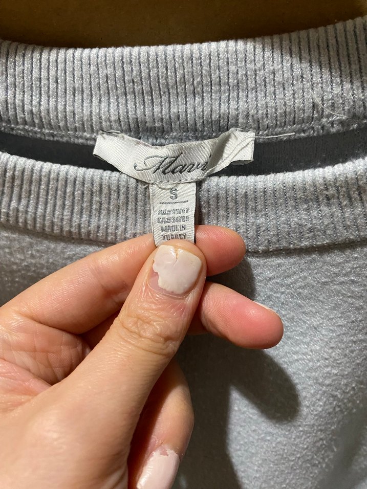 Kadın mavi Oversize Sweatshirt - Görsel 2