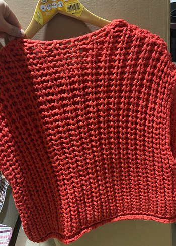 Kırmızı Örgü Bohem Kadın Hırka - Görsel 3