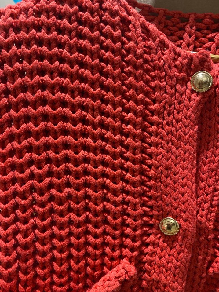 Kırmızı Örgü Bohem Kadın Hırka - Görsel 2
