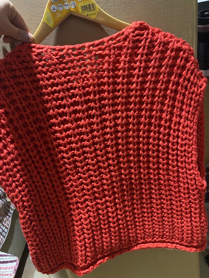 Kırmızı Örgü Bohem Kadın Hırka - Görsel 3