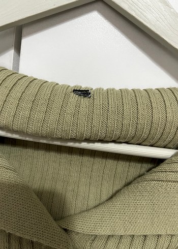 Yeşil  Düğmeli Fitilli Triko Kadın Kazak - Görsel 2