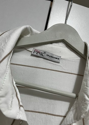 Çizgili Pliseli Keten Kadın Gömlek - Görsel 3