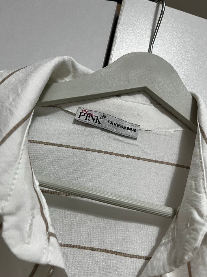 Çizgili Pliseli Keten Kadın Gömlek - Görsel 3