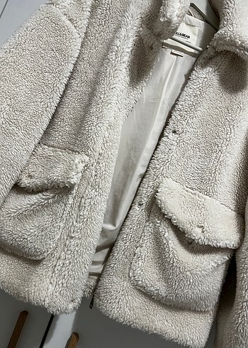 Bej Peluş Kadın Midi Ceket - Görsel 3