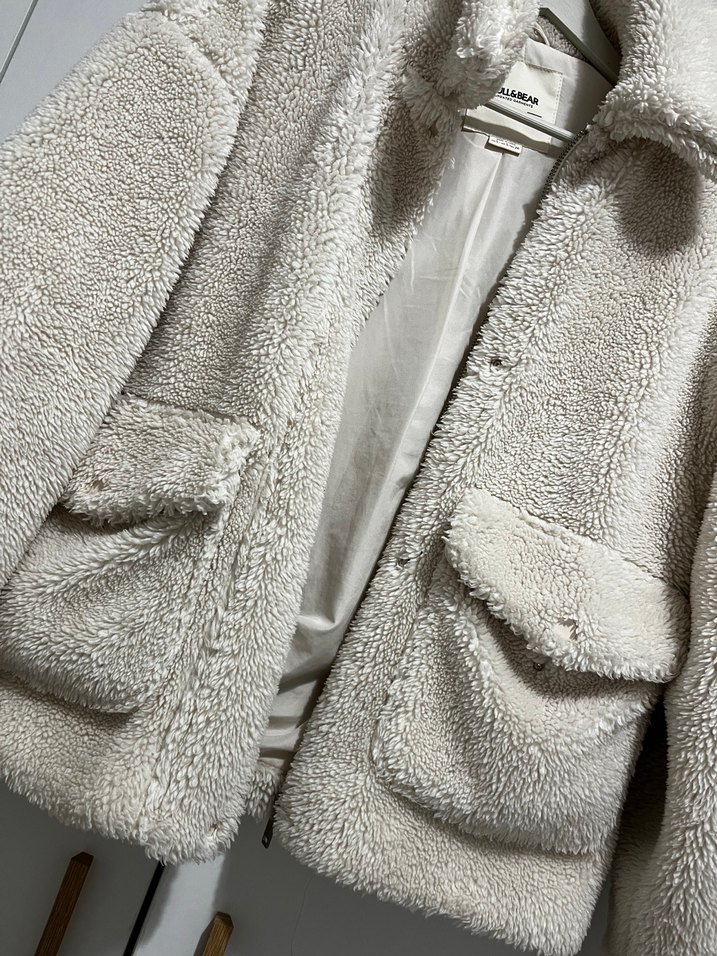 Bej Peluş Kadın Midi Ceket - Görsel 3