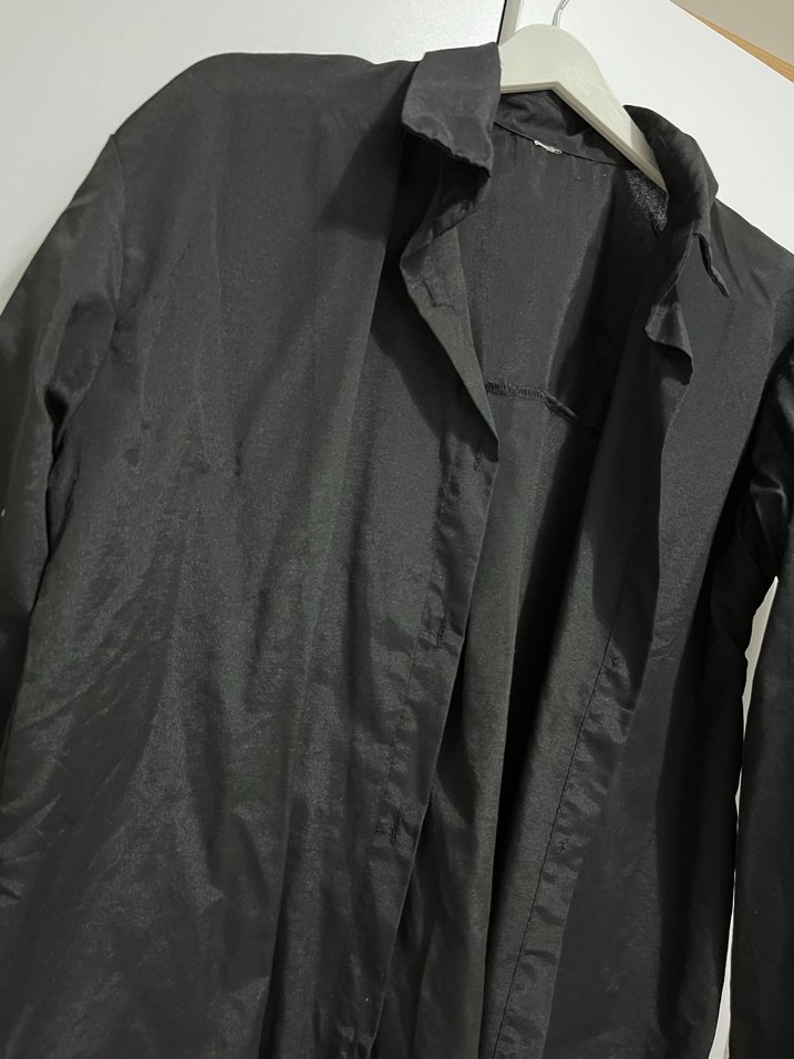 Siyah Keten Uzun Kollu Kadın Gömlek - Görsel 2