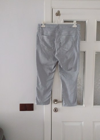 Gri Çizgili Kadın Denim Pantolon - Görsel 2