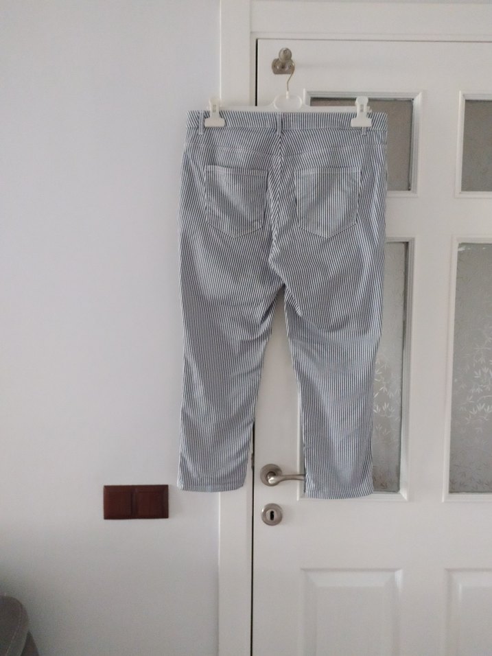 Gri Çizgili Kadın Denim Pantolon - Görsel 2