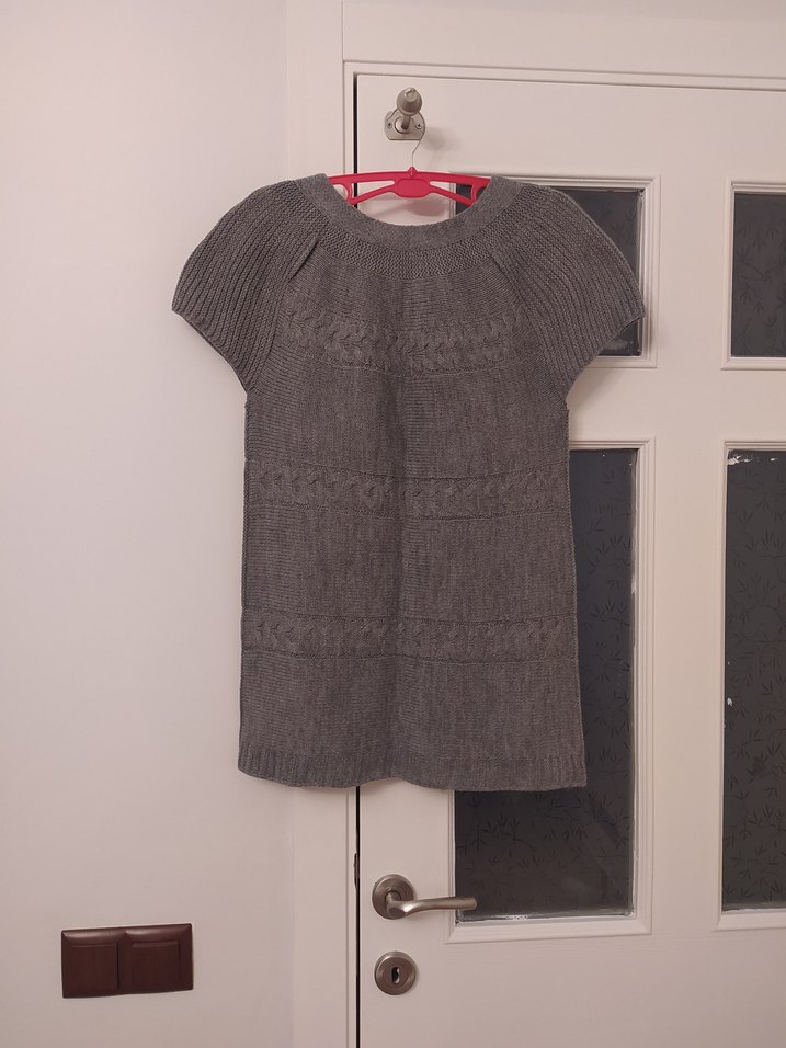 Gri Düğmeli Kısa Kollu Hırka - Görsel 2