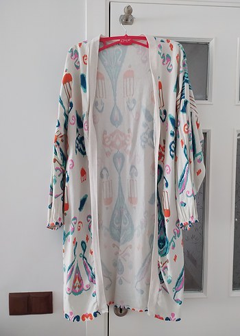 Bohem Tarz Çok Renkli Uzun Kadın Kimono - Görsel 4
