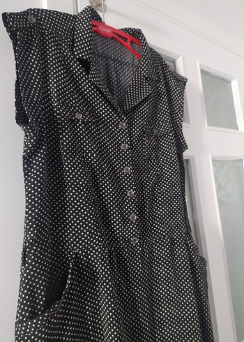 Puantiyeli Midi Elbise - Görsel 4