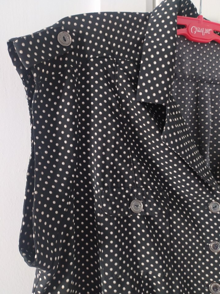 Puantiyeli Midi Elbise - Görsel 5