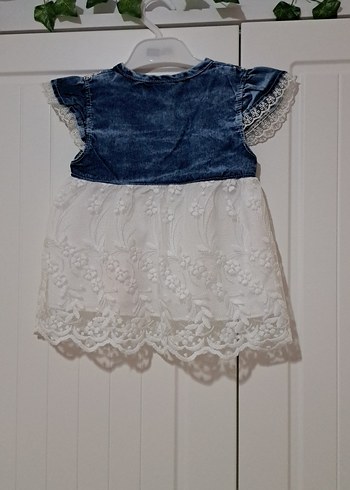 Kız Çocuk Denim ve Dantel Elbise - Görsel 5