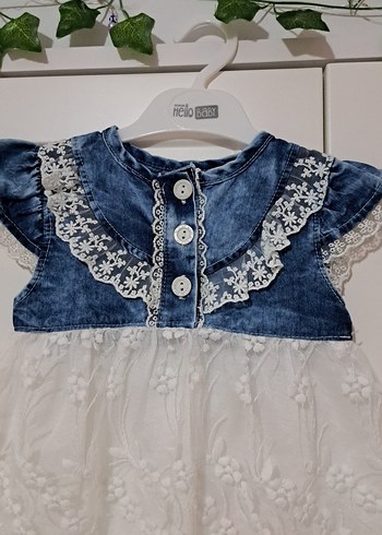 Kız Çocuk Denim ve Dantel Elbise - Görsel 2