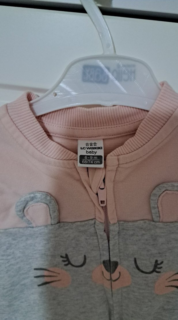 Kız Çocuk Gri Baskılı Düğmeli Sweatshirt - Görsel 3