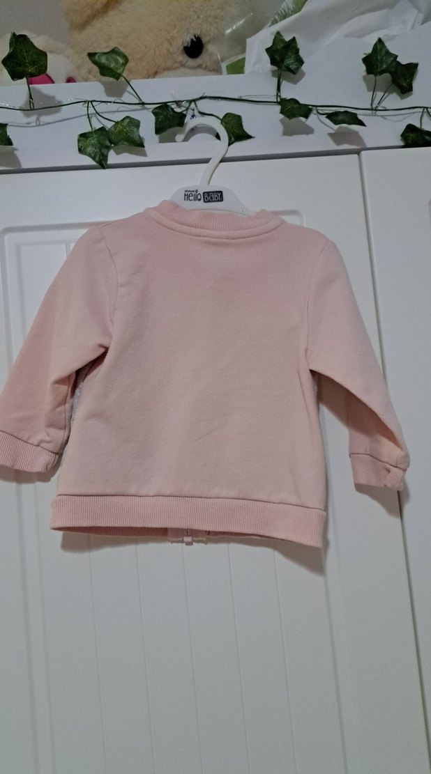 Kız Çocuk Gri Baskılı Düğmeli Sweatshirt - Görsel 4