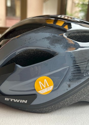 Sarı B'TWIN Bisiklet Kaskı, Velcro Bantlı, Orta Boy - Görsel 2