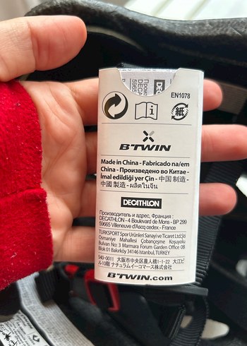 Sarı B'TWIN Bisiklet Kaskı, Velcro Bantlı, Orta Boy - Görsel 4