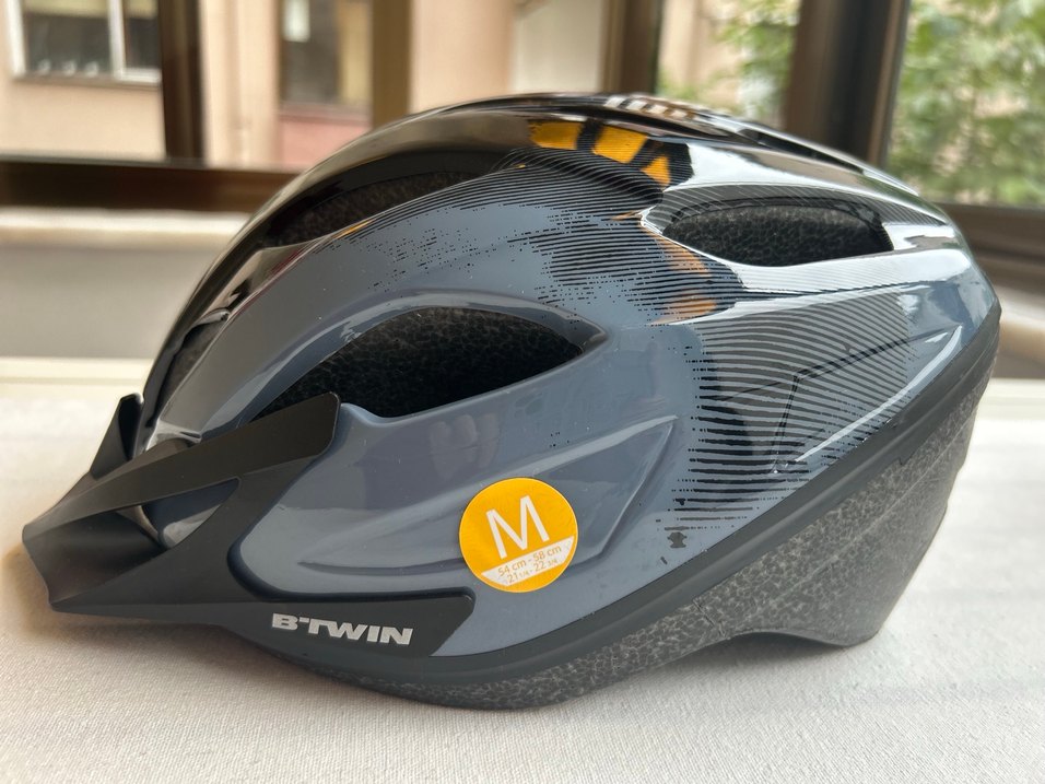 Sarı B'TWIN Bisiklet Kaskı, Velcro Bantlı, Orta Boy - Görsel 2