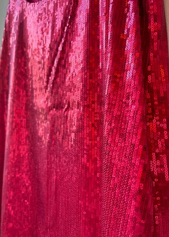 Pullu Pembe Midi Kadın Elbise - Görsel 3