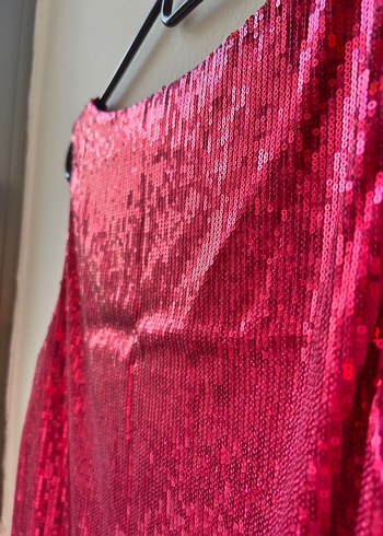 Pullu Pembe Midi Kadın Elbise - Görsel 6