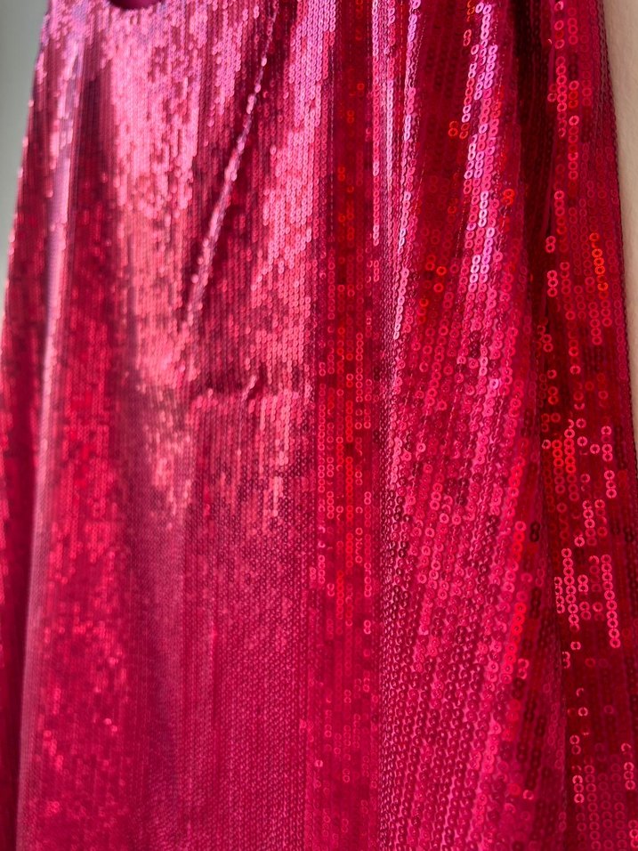 Pullu Pembe Midi Kadın Elbise - Görsel 3