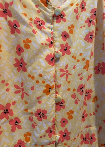 Sarı Baskılı Bohem V Yaka Bluz - Görsel 4