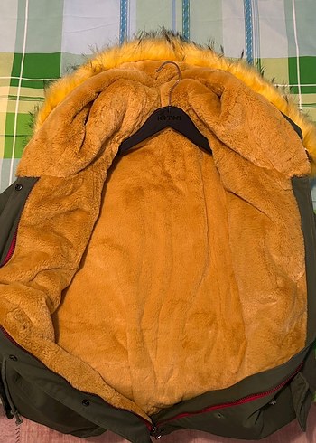 Sarı Kürklü Kamuflaj Kadın Kışlık Mont - Görsel 6