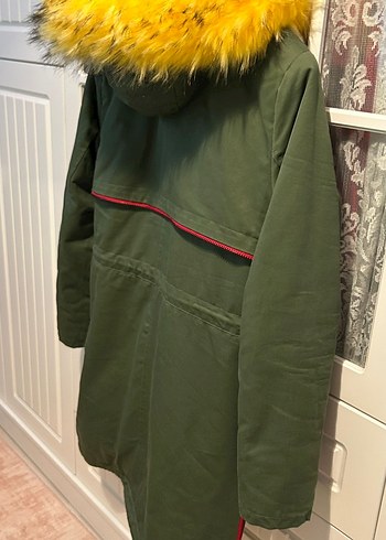 Sarı Kürklü Kamuflaj Kadın Kışlık Mont - Görsel 8