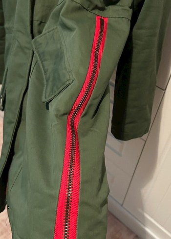 Sarı Kürklü Kamuflaj Kadın Kışlık Mont - Görsel 2