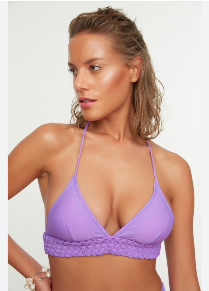 Mor işlemeli Mini Bikini Üstü - Görsel 2