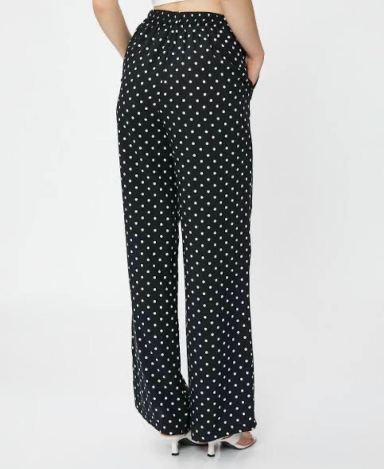 Beyaz Puantiyeli Midi Kadın Kumaş Pantolon - Görsel 3