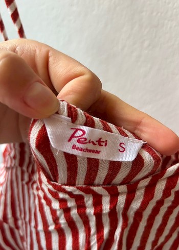 Kırmızı Çizgili Askılı Uzun Bohem Tulum - Görsel 4