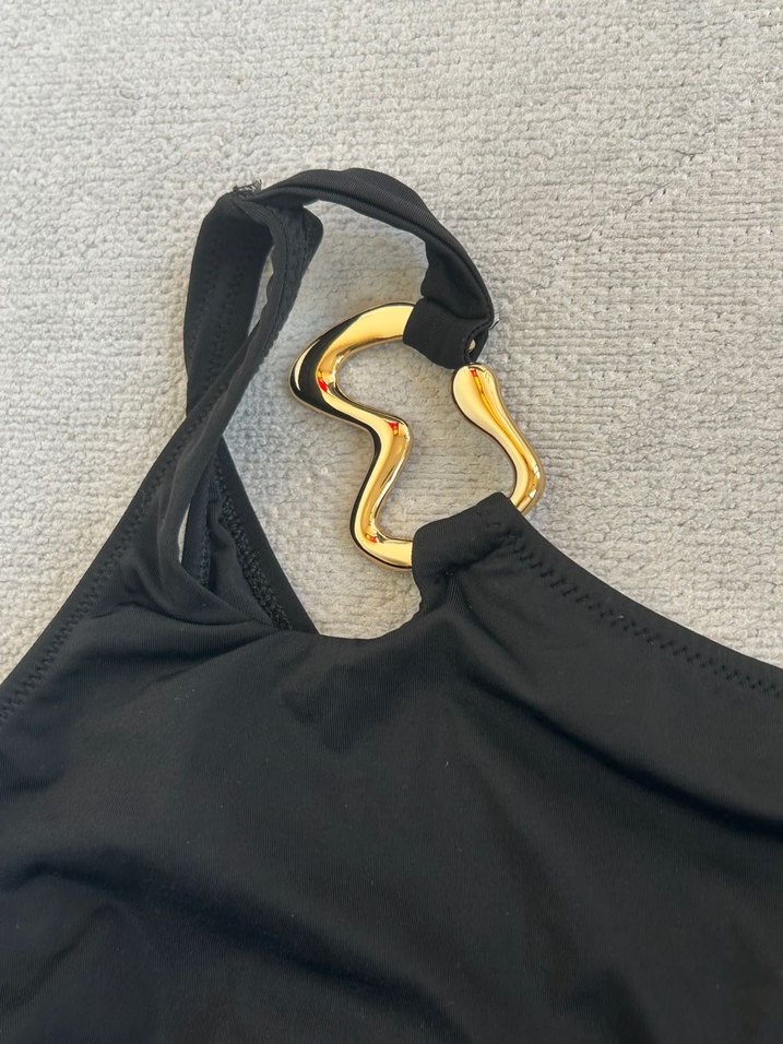 Tek Omuzlu Siyah Kadın Mayo - Görsel 3