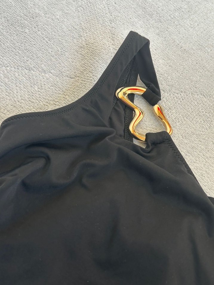 Tek Omuzlu Siyah Kadın Mayo - Görsel 2