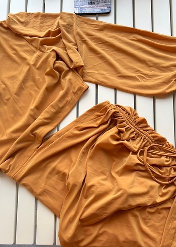 Tek Kollu Sarı Mini Elbise - Görsel 6