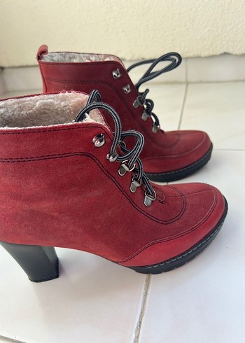 Bordo Süet Tokalı Kadın Topuklu Bot - Görsel 5